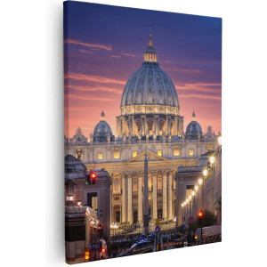 Artaza Canvas Schilderij Sint-Pietersbasiliek - 80x100 cm - Groot - Wanddecoratie Rome - Muurdecoratie Italië - Schilderij Christelijk