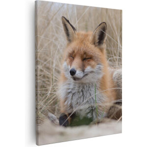 Artaza Canvas Schilderij Vos - 80x100 cm - Groot - Wanddecoratie Dieren - Muurdecoratie Duinen - Schilderijen Op Canvas