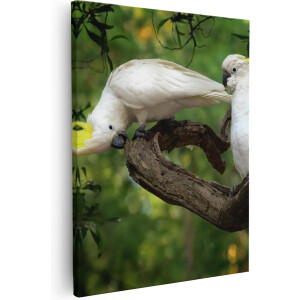 Artaza - Canvas Schilderij - Twee Witte Kaketoes in de Bomen - 80x100 - Groot - Foto Op Canvas - Canvas Print