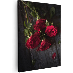 Artaza Canvas Schilderij Rode Rozen Op De Grond - 40x50 - Foto Op Canvas - Canvas Print