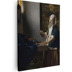Artaza Canvas Schilderij Vrouw met Weegschaal - Johannes Vermeer - 40x50 - Poster Foto op Canvas - Canvas Print