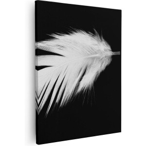 Artaza Canvas Schilderij Veer - 40x50 cm - Muurdecoratie Stilleven - Wanddecoratie Minimalistisch - Schilderijen Op Canvas