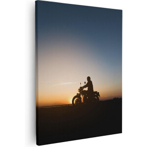 Artaza - Canvas Schilderij - Silhouet Van Een Motor Bij Zonsondergang - 40x50 - Foto Op Canvas - Canvas Print
