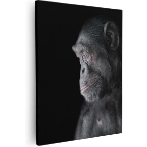 Artaza Canvas Schilderij Chimpansee Aap Op Zwart Achtergrond - 40x50 - Foto Op Canvas - Canvas Print