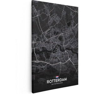 Artaza Canvas Schilderij Rotterdam - 40x60 cm - Wanddecoratie Stadskaart - Muurdecoratie Plattegrond - Schilderijen Op Canvas