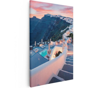 Artaza Canvas Schilderij Luxe Huisjes aan de Kust in Fira, Griekenland - 40x60 - Poster Foto op Canvas - Canvas Print