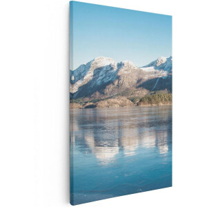 Artaza Canvas Schilderij Meer Bij Het Bergen Landschap In Noorwegen - 60x90 - Foto Op Canvas - Canvas Print