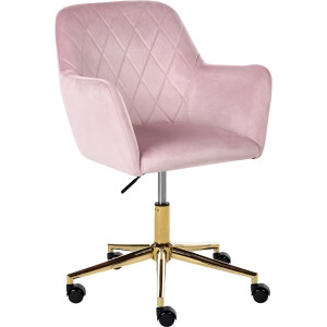 LELORIA - Bureaustoel - Pastelroze - Fluweel