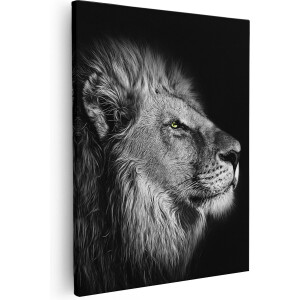 Artaza Canvas Schilderij Leeuw - Leeuwenkop - Zwart Wit - 80x100 - Groot - Foto Op Canvas - Canvas Print