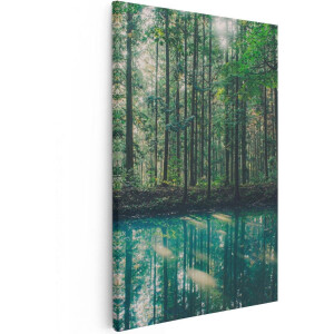 Artaza Canvas Schilderij Bos Bij Een Groen Meer - 80x120 - Groot - Foto Op Canvas - Canvas Print