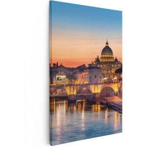 Artaza Canvas Schilderij Engelenbrug in Rome bij Zonsondergang - 40x60 - Poster Foto op Canvas - Canvas Print