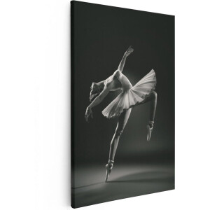 Artaza Canvas Schilderij Ballerina op Haar Tenen - Ballet - Zwart Wit - 60x90 - Foto Op Canvas - Canvas Print