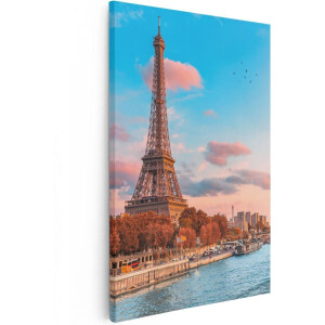 Artaza Canvas Schilderij Eiffeltoren In Parijs Aan Het Water - 40x60 - Poster Foto op Canvas - Canvas Print
