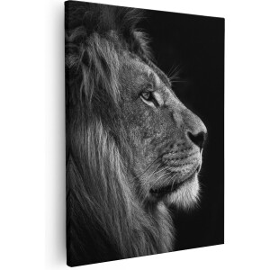 Artaza Canvas Schilderij Leeuw - Leeuwenkop - Zwart Wit - 80x100 - Groot - Foto Op Canvas - Canvas Print