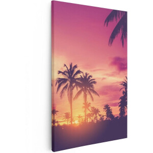 Artaza Canvas Schilderij Tropische Palmbomen Met Zonsondergang - 20x30 - Klein - Foto Op Canvas - Canvas Print