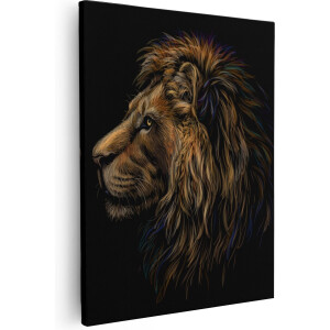 Artaza Canvas Schilderij Getekende Leeuw - Leeuwenkop - Kleur - 40x50 - Foto Op Canvas - Canvas Print