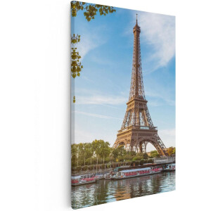 Artaza Canvas Schilderij Eiffeltoren In Parijs Aan Het Water - 40x60 - Poster Foto op Canvas - Canvas Print