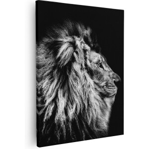 Artaza Canvas Schilderij Leeuw - Leeuwenkop - Zwart Wit - 80x100 - Groot - Foto Op Canvas - Canvas Print