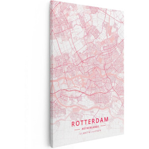 Artaza Canvas Schilderij Rotterdam - 60x90 cm - Wanddecoratie Stadskaart - Muurdecoratie Plattegrond - Schilderijen Op Canvas