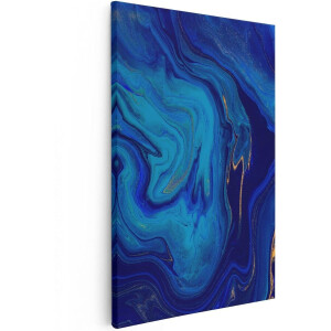 Artaza Canvas Schilderij Abstracte Kunst - Blauw met Gouden Verf - 20x30 - Klein - Foto Op Canvas - Canvas Print