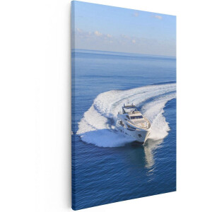 Artaza Canvas Schilderij Jachtboot op het Water in een Bocht - 20x30 - Klein - Foto Op Canvas - Canvas Print