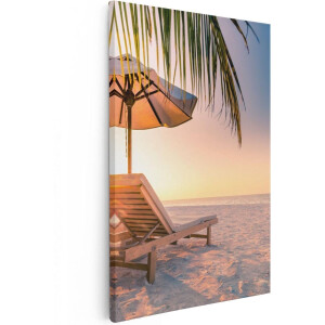 Artaza Canvas Schilderij Tropisch Strand Tijdens Zonsondergang - 60x90 - Foto Op Canvas - Canvas Print