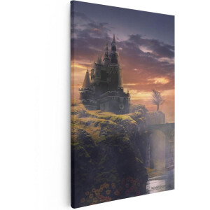 Artaza Canvas Schilderij Oud Kasteel op een Heuvel  - 80x120 - Groot - Foto Op Canvas - Canvas Print