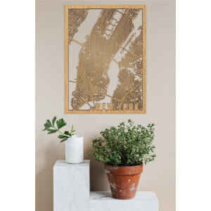 Houten Stadskaart New York Eikenhout 30x40cm Wanddecoratie Voor Aan De Muur City Shapes