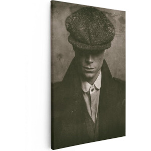 Artaza Canvas Schilderij Engelse Gangster Uit Jaren 1920 - Zwart Wit - 40x60 - Poster Foto op Canvas - Canvas Print