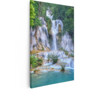 Artaza Canvas Schilderij Waterval - 60x90 cm - Wanddecoratie Jungle - Muurdecoratie Bos - Schilderijen Op Canvas Natuur