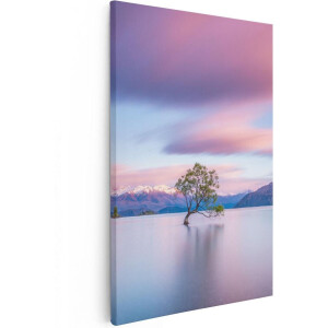 Artaza Canvas Schilderij Landschap - 80x120 cm - Groot - Wanddecoratie Bergen - Muurdecoratie Meer - Schilderijen Woonkamer Natuur
