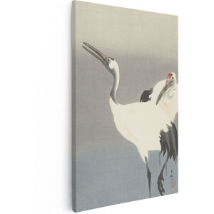 Artaza Canvas Schilderij Twee Kraanvogels - Koson Ohara - 40x60 - Poster Foto op Canvas - Canvas Print