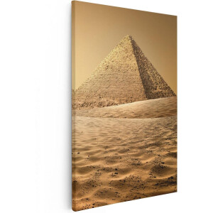 Artaza Canvas Schilderij Piramides Egypte - 60x90 cm - Wanddecoratie Woestijn - Muurdecoratie Zonsondergang - Schilderijen Op Canvas