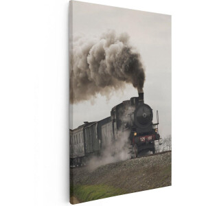 Artaza Canvas Schilderij Stoomtrein - 80x120 cm - Groot - Wanddecoratie Trein - Muurdecoratie Vintage - Schilderijen Op Canvas
