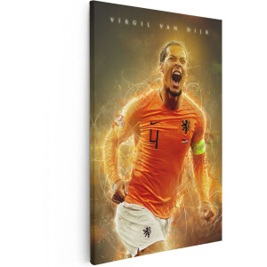 Artaza Canvas Schilderij Virgil van Dijk bij het Nederlands Elftal - 40x60 cm - Wanddecoratie Slaapkamer - Poster Schilderijen - Muurdecoratie