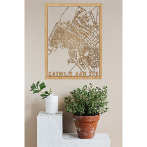 Houten Stadskaart Katwijk Aan Zee Eikenhout 30x40cm Wanddecoratie Voor Aan De Muur City Shapes