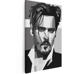 Artaza Canvas Schilderij Gezicht Man - 20x30 cm - Klein - Muurdecoratie Geometrisch - Wanddecoratie Mannen - Schilderijen Op Canvas