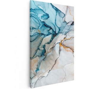 Artaza Canvas Schilderij Abstracte Kunst - Blauwe Grijze Marmer - 20x30 - Klein - Foto Op Canvas - Canvas Print