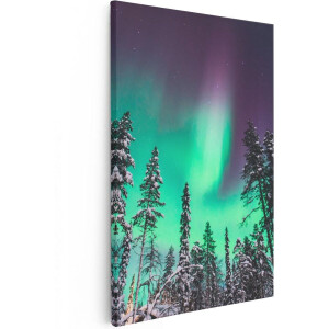Artaza Canvas Schilderij Noorderlicht in de Bossen van Noorwegen - 40x60 - Poster Foto op Canvas - Canvas Print