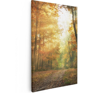 Artaza Canvas Schilderij Herfstbos Met Zonneschijn - 40x60 - Poster Foto op Canvas - Canvas Print