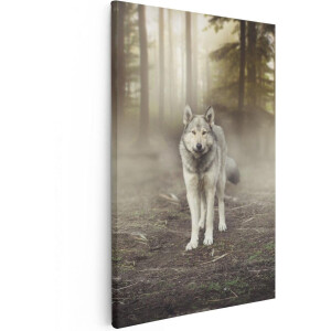 Artaza Canvas Schilderij Grijze Wolf In Het Bos - 40x60 - Poster Foto op Canvas - Canvas Print