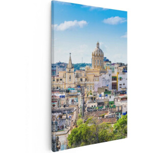 Artaza Canvas Schilderij Havana - 80x120 cm - Groot - Wanddecoratie Skyline - Muurdecoratie Stad - Schilderijen Op Canvas Cuba