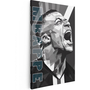 Artaza Canvas Schilderij Mbappe - 40x60 cm - Wanddecoratie Voetbal - Muurdecoratie Pop Art - Schilderijen Op Canvas