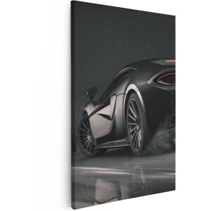 Artaza Canvas Schilderij Zwarte Sportwagen Auto Nabij Een Stad - 20x30 - Klein - Foto Op Canvas - Canvas Print