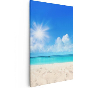 Artaza Canvas Schilderij Strand En Zee Met Helder Witte Zand - 60x90 - Foto Op Canvas - Canvas Print
