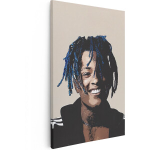 Artaza Canvas Schilderij XXXTentacion met Blauw Haar - 20x30 cm - Klein - Wanddecoratie Woonkamer - Schilderijen - Muurdecoratie
