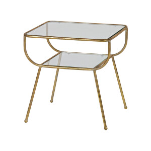 WOOOD Glazen Bijzettafel 'Amazing' kleur Antique Brass