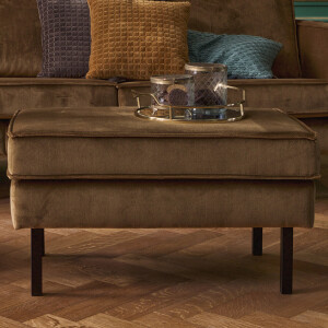 BePureHome Hocker 'Rodeo' Velvet, kleur Honey (geel)