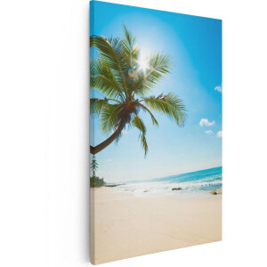 Artaza Canvas Schilderij Strand - 80x120 cm - Groot - Wanddecoratie Zee - Muurdecoratie Palmboom - Schilderijen Op Canvas Tropisch