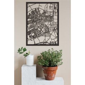 Houten Stadskaart Oss Zwart Mdf 50x70cm Wanddecoratie Voor Aan De Muur City Shapes